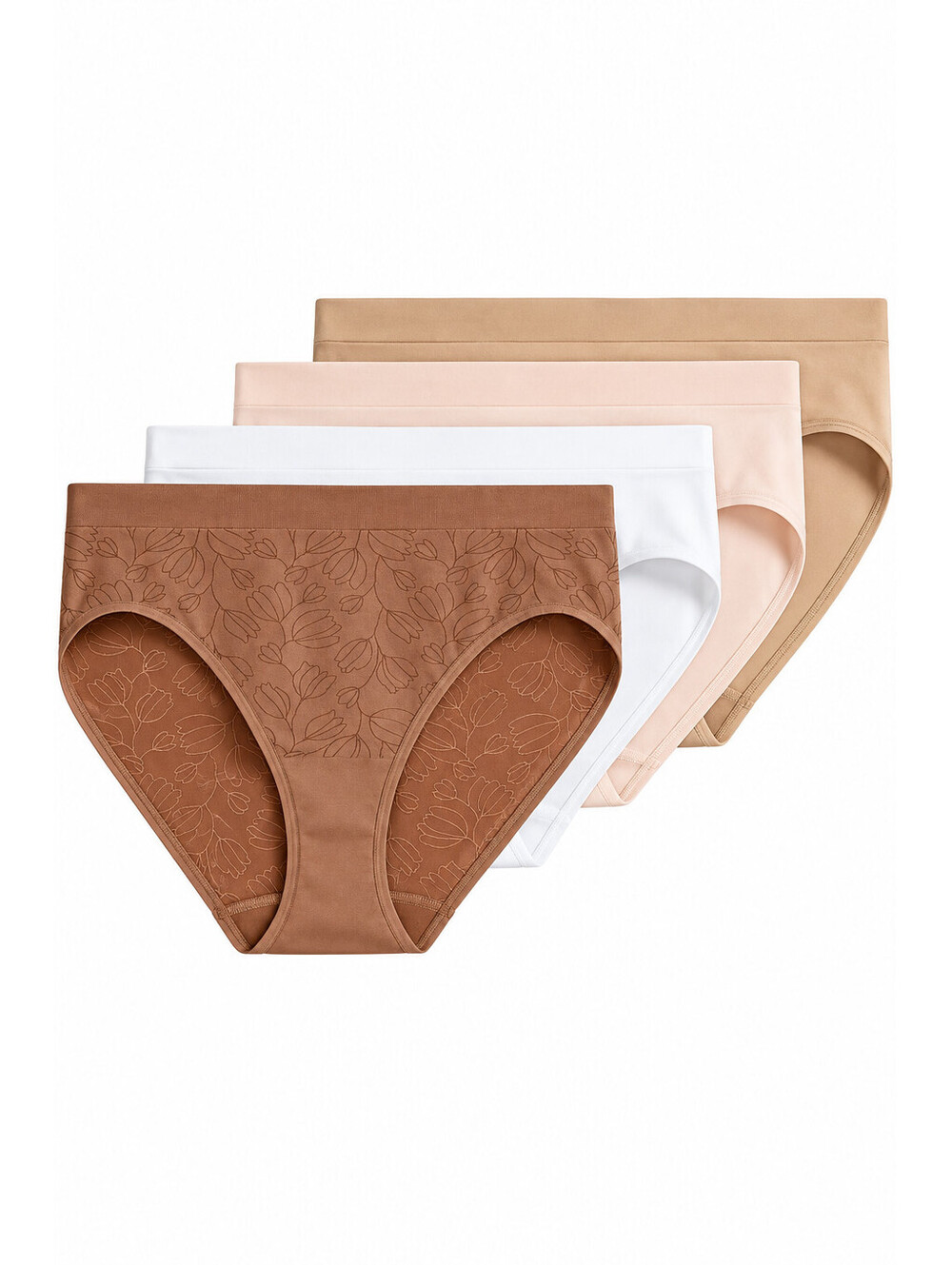 Jockey Seamfree Elastic Waist Pull On Hi-Cut Panty Set of 4 Light, Size 3X Plus